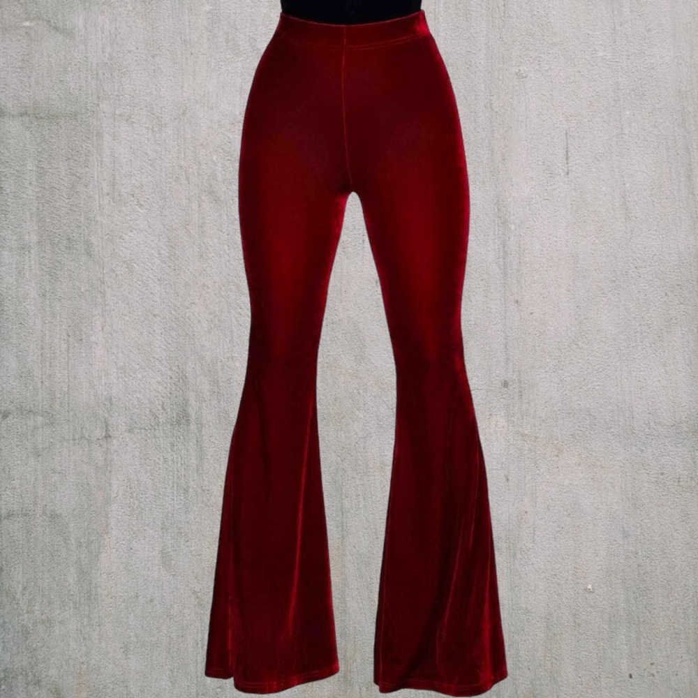 Killstar Red Velvet Bell Bottom Flare Pants Small